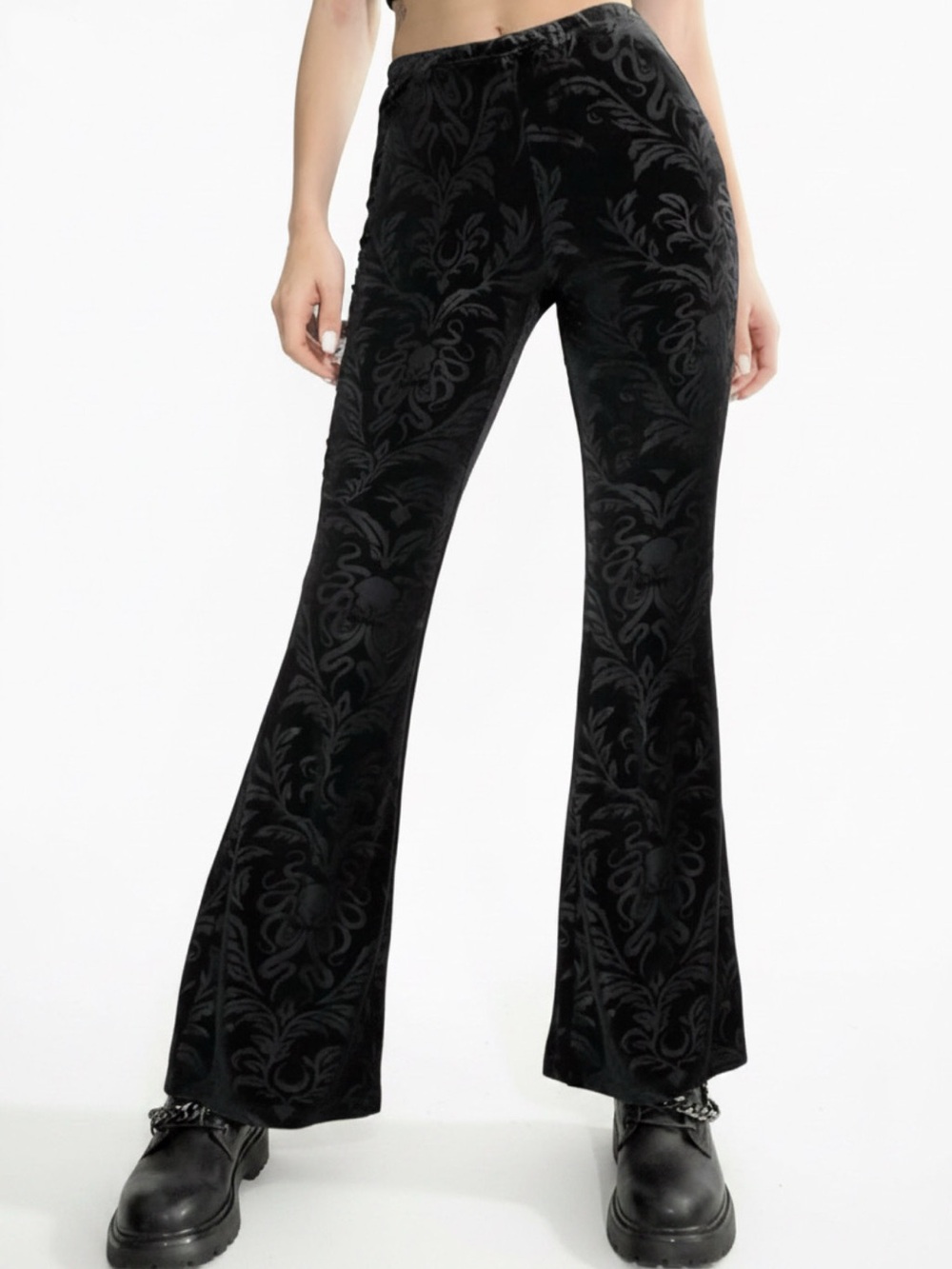 Black Velvet Goth Flare Pants